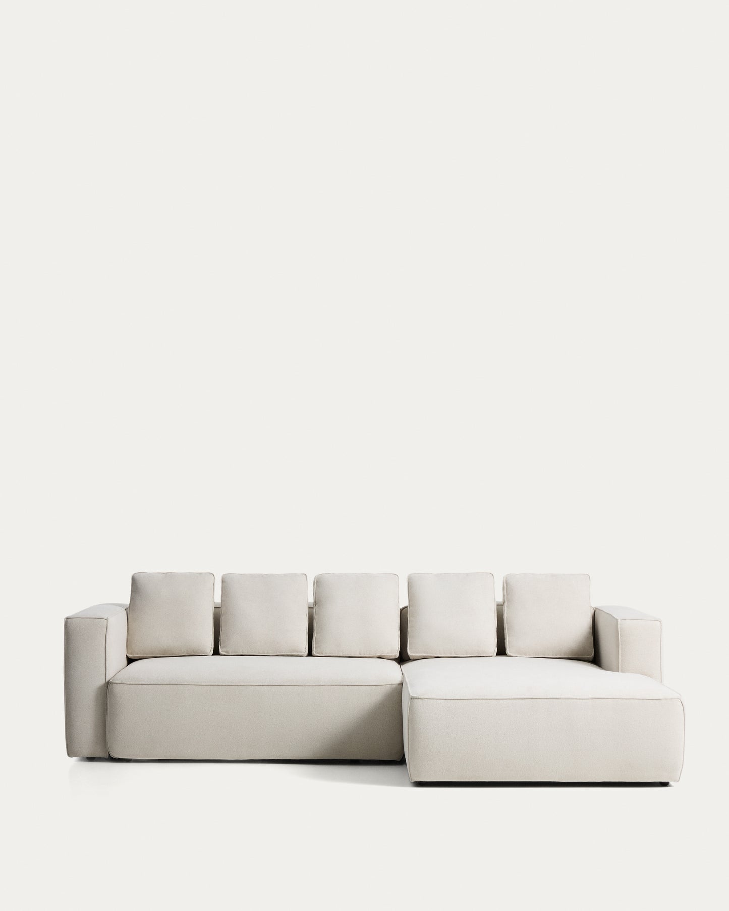 Divano letto Marela 3 posti con chaise longue destra in ciniglia beige 276 cm