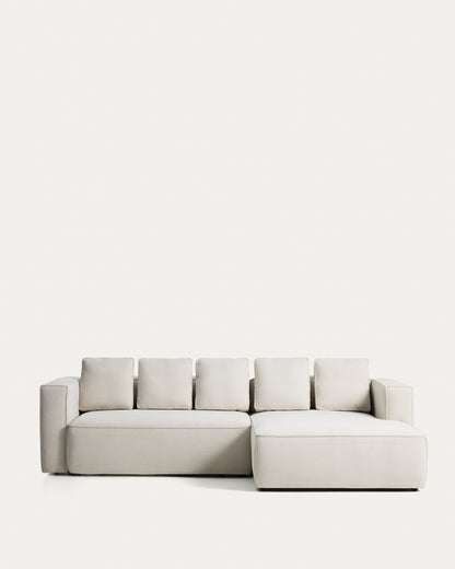 Divano letto Marela 3 posti con chaise longue destra in ciniglia beige 276 cm