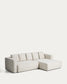 Divano letto Marela 3 posti con chaise longue destra in ciniglia beige 276 cm