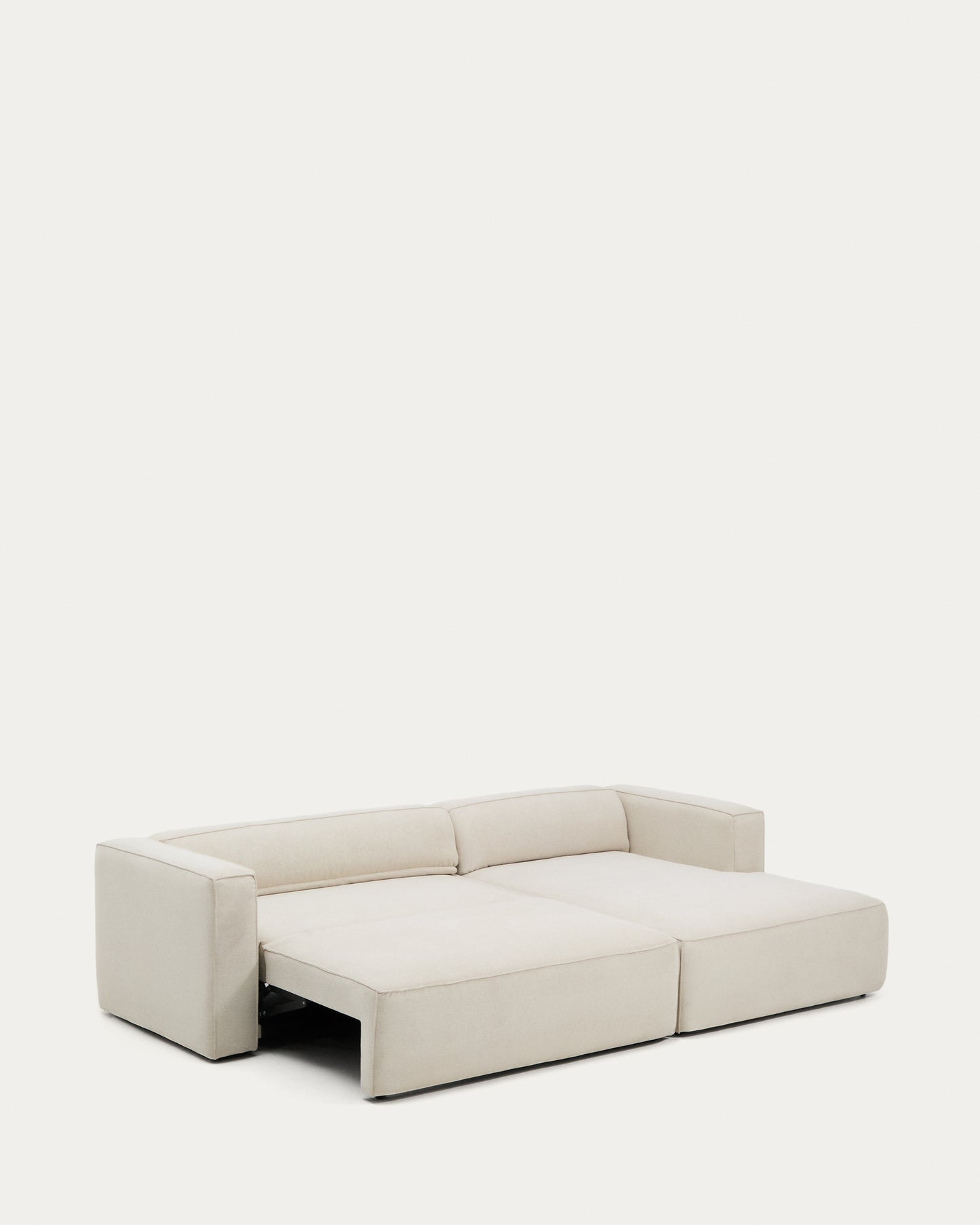 Divano letto Marela 3 posti con chaise longue destra in ciniglia beige 276 cm