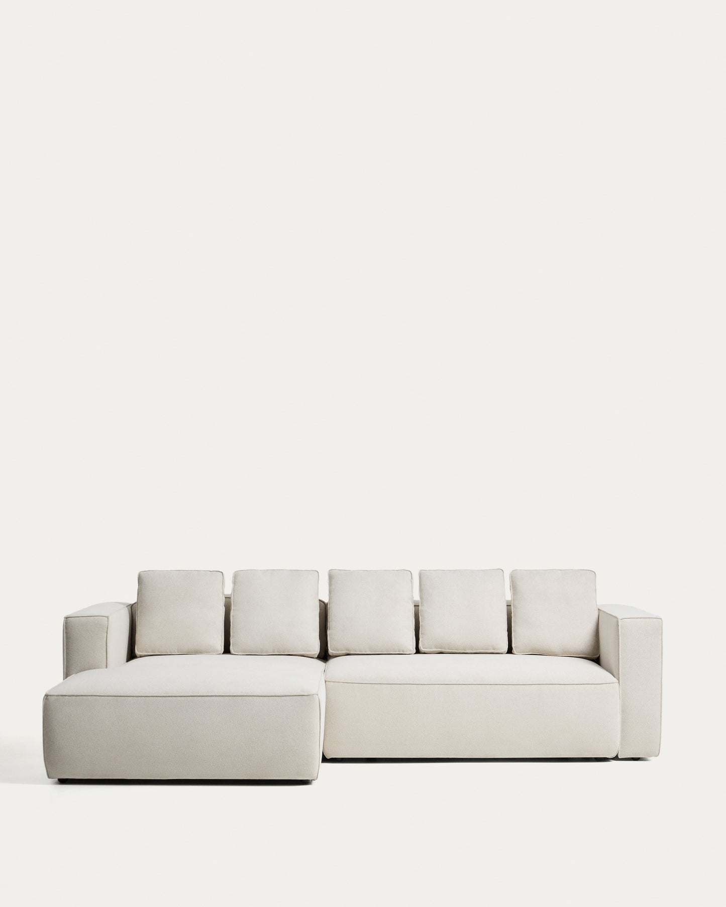 Divano letto Marela 3 posti con chaise longue sinistra in ciniglia beige 276 cm