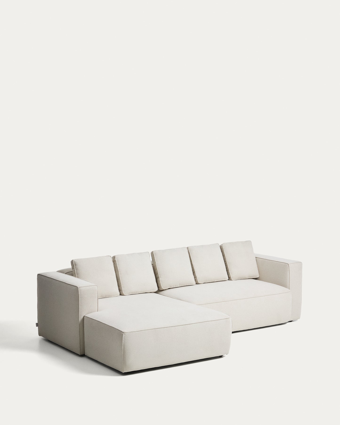 Divano letto Marela 3 posti con chaise longue sinistra in ciniglia beige 276 cm