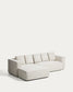 Divano letto Marela 3 posti con chaise longue sinistra in ciniglia beige 276 cm
