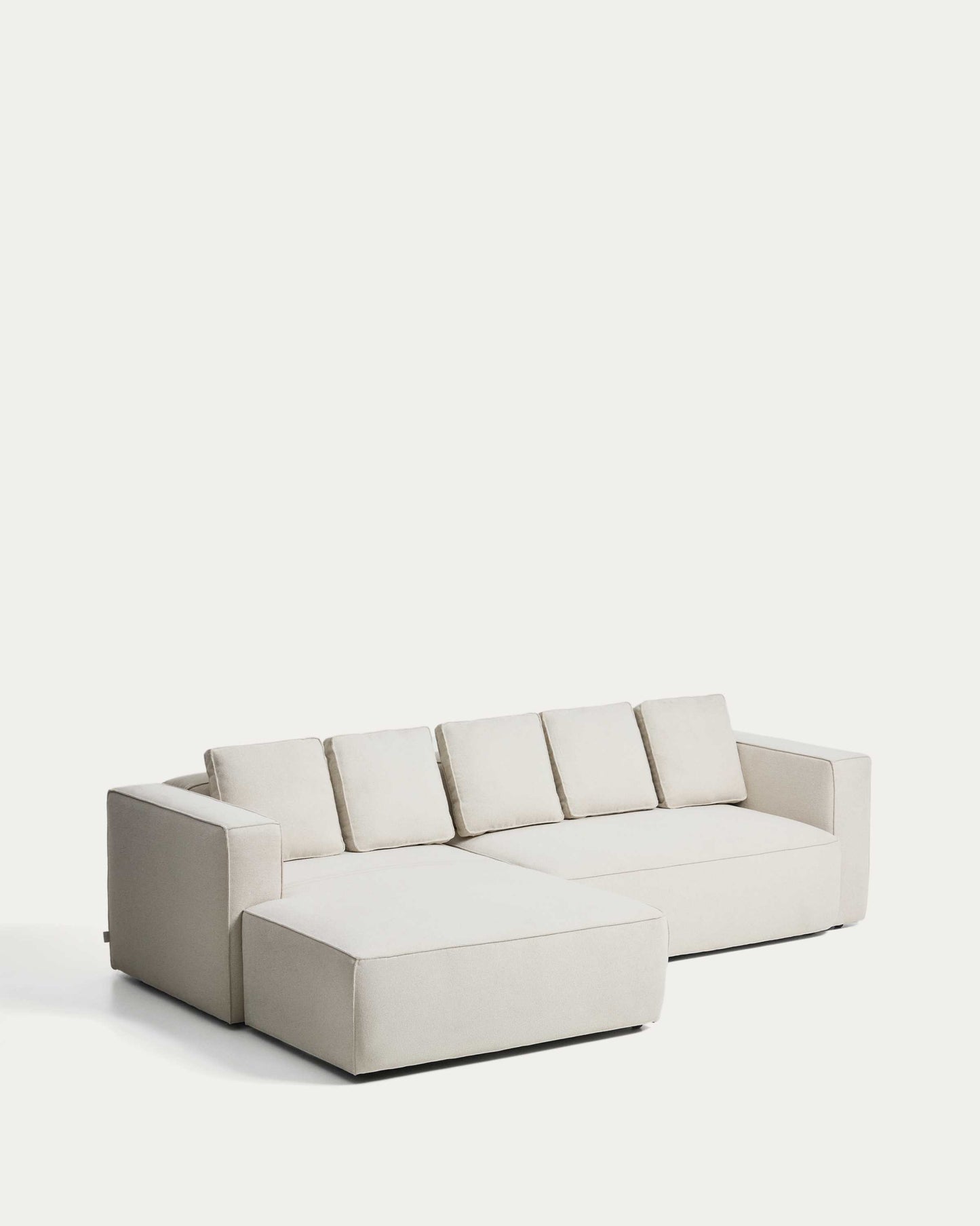 Divano letto Marela 3 posti con chaise longue sinistra in ciniglia beige 276 cm
