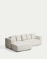 Divano letto Marela 3 posti con chaise longue sinistra in ciniglia beige 276 cm