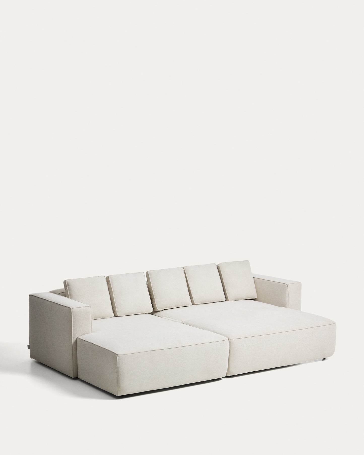 Divano letto Marela 3 posti con chaise longue sinistra in ciniglia beige 276 cm