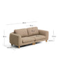 Divano Vera 3 posti marrone chiaro con gambe in legno massiccio di frassino con finitura naturale 230 cm FSC Mix Credit