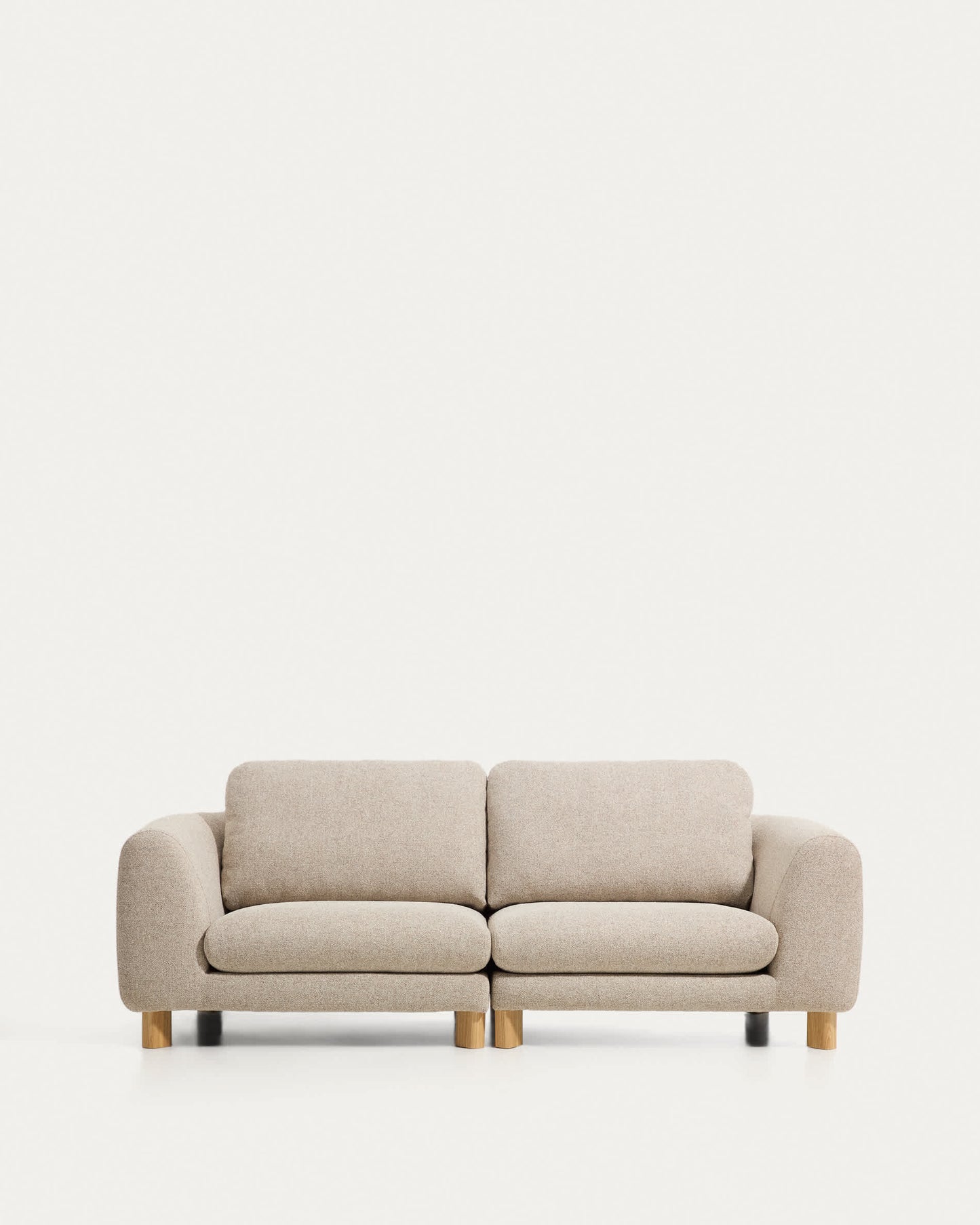 Divano Vera 3 posti beige con gambe in legno massiccio di frassino con finitura naturale 230 cm FSC Mix Credit
