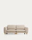 Divano Vera 3 posti beige con gambe in legno massiccio di frassino con finitura naturale 230 cm FSC Mix Credit
