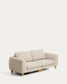 Divano Vera 3 posti beige con gambe in legno massiccio di frassino con finitura naturale 230 cm FSC Mix Credit
