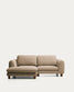 Divano Vera 3 posti con chaise longue sinistra marrone chiaro con gambe in legno massiccio di frassino con finitura in noce 232 cm FSC Mix Credit