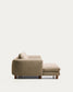 Divano Vera 3 posti con chaise longue sinistra marrone chiaro con gambe in legno massiccio di frassino con finitura in noce 232 cm FSC Mix Credit