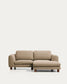 Divano Vera 3 posti con chaise longue destra marrone chiaro con gambe in legno massiccio di frassino con finitura in noce 232 cm FSC Mix Credit