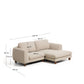 Divano Vera 3 posti con chaise longue destra beige con gambe in legno massiccio di frassino finitura in noce 232 cm FSC Mix Credit