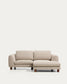 Divano Vera 3 posti con chaise longue destra beige con gambe in legno massiccio di frassino finitura in noce 232 cm FSC Mix Credit