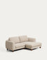 Divano Vera 3 posti con chaise longue destra beige con gambe in legno massiccio di frassino finitura in noce 232 cm FSC Mix Credit