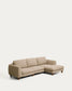 Divano Vera 4 posti con chaise longue destra marrone chiaro con gambe in legno massiccio di frassino con finitura in noce 322 cm FSC Mix Credit
