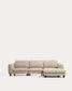 Divano Vera 4 posti con chaise longue destra beige con gambe in legno massiccio di frassino con finitura in noce 322 cm FSC Mix Credit