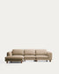 Divano Vera 4 posti con chaise longue sinistra marrone chiaro con gambe in legno massiccio di frassino con finitura in noce 322 cm FSC Mix Credit