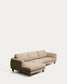Divano Vera 4 posti con chaise longue sinistra marrone chiaro con gambe in legno massiccio di frassino con finitura in noce 322 cm FSC Mix Credit