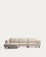 Divano Vera 4 posti con chaise longue sinistra beige con gambe in legno massiccio di frassino finitura in noce 322 cm FSC Mix Credit