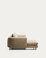 Divano Vera 3 posti con chaise longue sinistra marrone chiaro con gambe in legno massiccio di frassino con finitura naturale 232 cm FSC Mix Credit