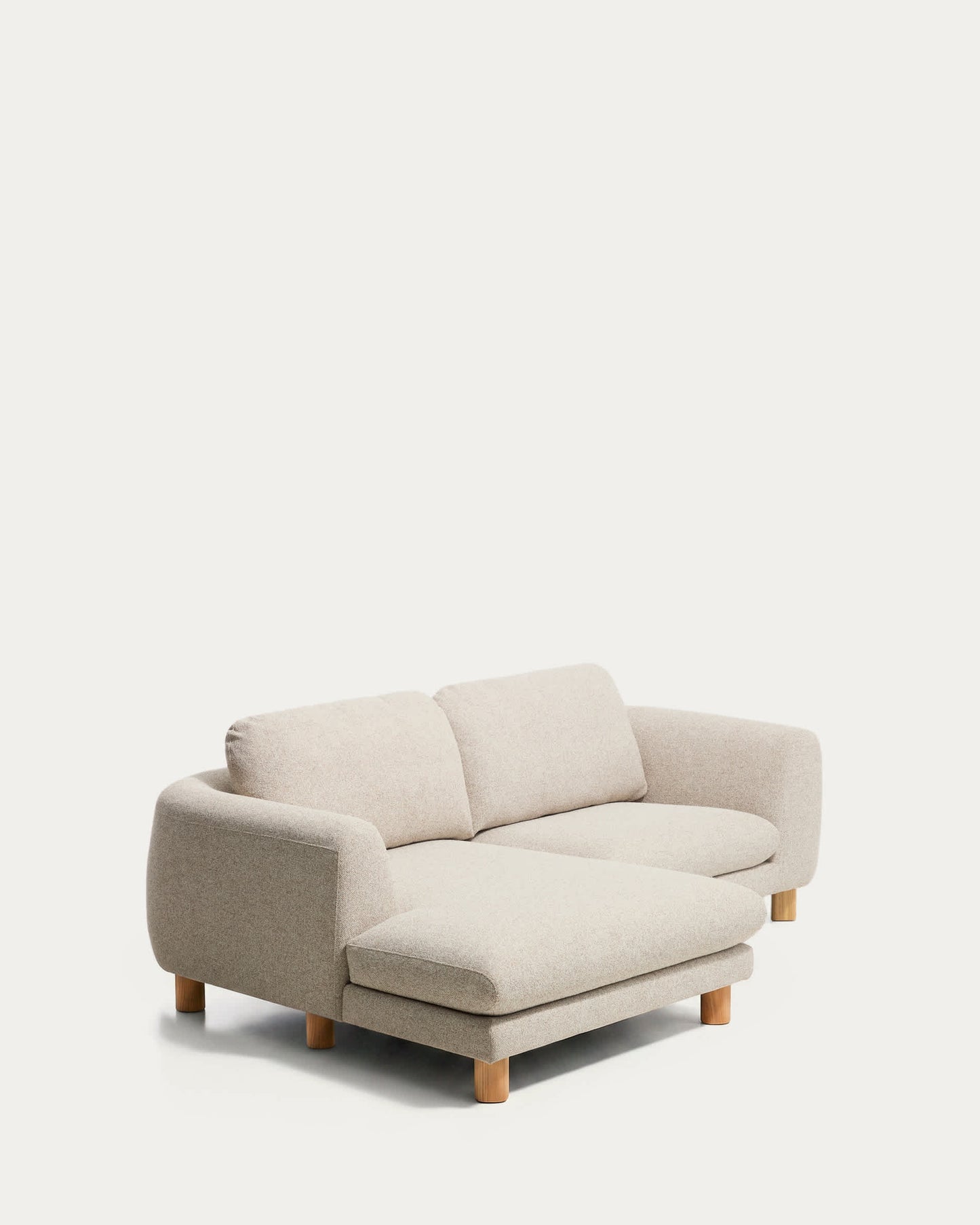 Divano Vera 3 posti con chaise longue sinistra beige con gambe in legno massiccio di frassino con finitura naturale 232 cm FSC Mix Credit