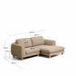 Divano Vera 3 posti con chaise longue destra marrone chiaro con gambe in legno massiccio di frassino con finitura naturale 232 cm FSC Mix Credit
