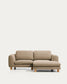 Divano Vera 3 posti con chaise longue destra marrone chiaro con gambe in legno massiccio di frassino con finitura naturale 232 cm FSC Mix Credit