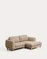 Divano Vera 3 posti con chaise longue destra marrone chiaro con gambe in legno massiccio di frassino con finitura naturale 232 cm FSC Mix Credit