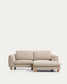 Divano Vera 3 posti con chaise longue destra beige con gambe in legno massiccio di frassino con finitura naturale 232 cm FSC Mix Credit