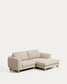 Divano Vera 3 posti con chaise longue destra beige con gambe in legno massiccio di frassino con finitura naturale 232 cm FSC Mix Credit
