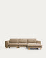 Divano Vera 4 posti con chaise longue destra marrone chiaro con gambe in legno massiccio di frassino con finitura naturale 322 cm FSC Mix Credit