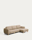 Divano Vera 4 posti con chaise longue destra marrone chiaro con gambe in legno massiccio di frassino con finitura naturale 322 cm FSC Mix Credit