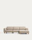 Divano Vera 4 posti con chaise longue destra beige con gambe in legno massiccio di frassino con finitura naturale 322 cm FSC Mix Credit