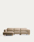 Divano Vera 4 posti con chaise longue sinistra marrone chiaro con gambe in legno massiccio di frassino con finitura naturale 322 cm FSC Mix Credit