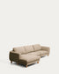 Divano Vera 4 posti con chaise longue sinistra marrone chiaro con gambe in legno massiccio di frassino con finitura naturale 322 cm FSC Mix Credit