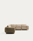 Divano ad angolo Vera 5 posti marrone chiaro con gambe in legno massiccio di frassino con finitura naturale 330 x 330 cm FSC Mix Credit