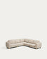 Divano ad angolo Vera 5 posti beige con gambe in legno massiccio di frassino con finitura naturale 330 x 330 cm FSC Mix Credit