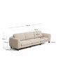 Divano Vera 4 posti beige con gambe in legno massiccio di frassino con finitura in noce 320 cm FSC Mix Credit