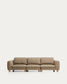Divano Vera 4 posti marrone chiaro con gambe in legno massiccio di frassino con finitura naturale 320 cm FSC Mix Credit