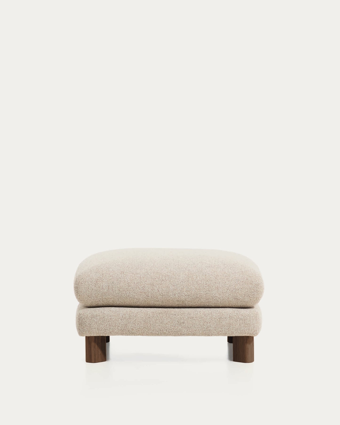 Poggiapiedi Vera beige con gambe in legno massiccio di frassino con finitura in noce 80 x 80 cm FSC Mix Credit