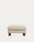 Poggiapiedi Vera beige con gambe in legno massiccio di frassino con finitura in noce 80 x 80 cm FSC Mix Credit