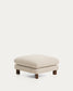 Poggiapiedi Vera beige con gambe in legno massiccio di frassino con finitura in noce 80 x 80 cm FSC Mix Credit