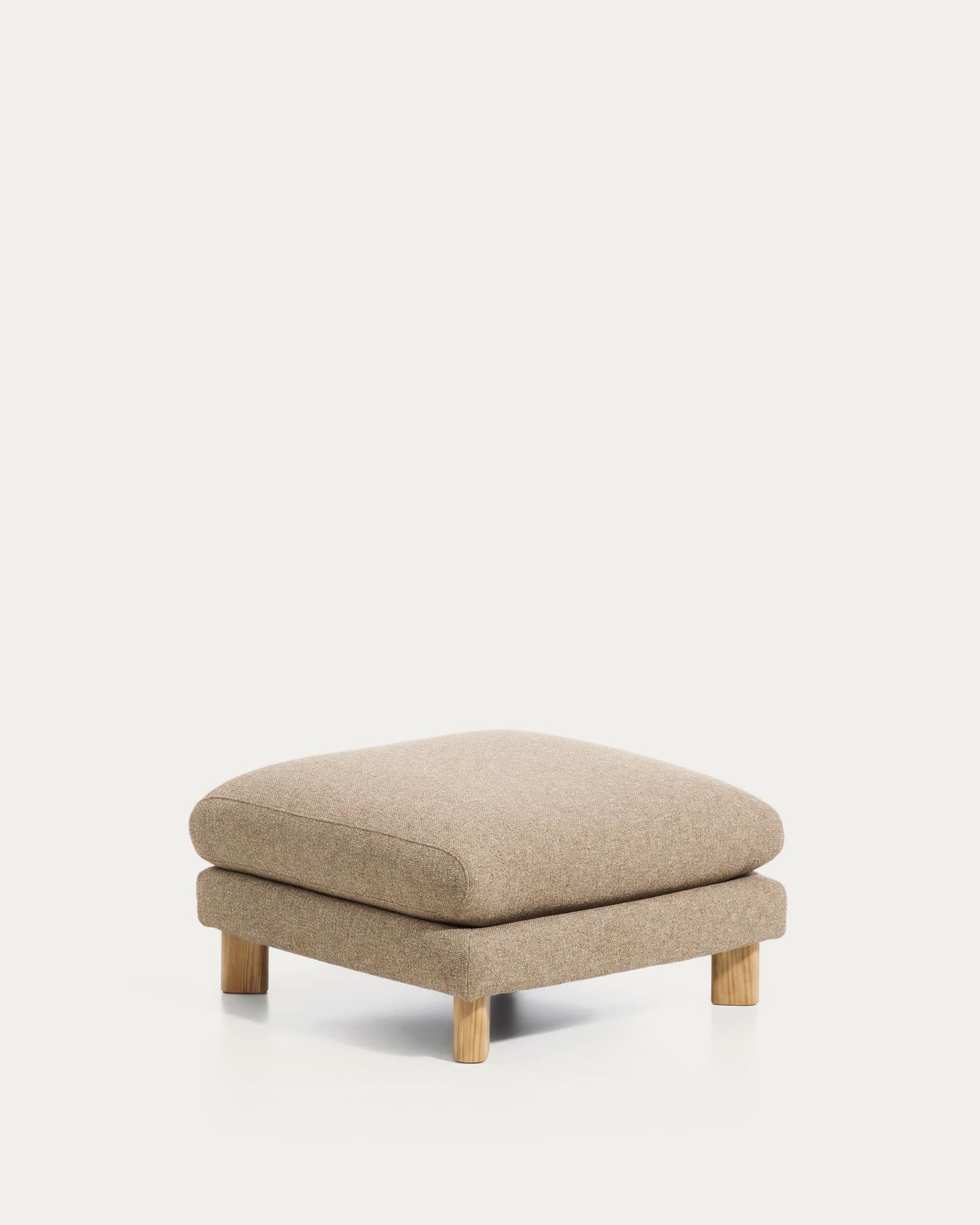 Poggiapiedi Vera marrone chiaro con gambe in legno massiccio di frassino con finitura naturale 80 x 80 cm FSC Mix Credit