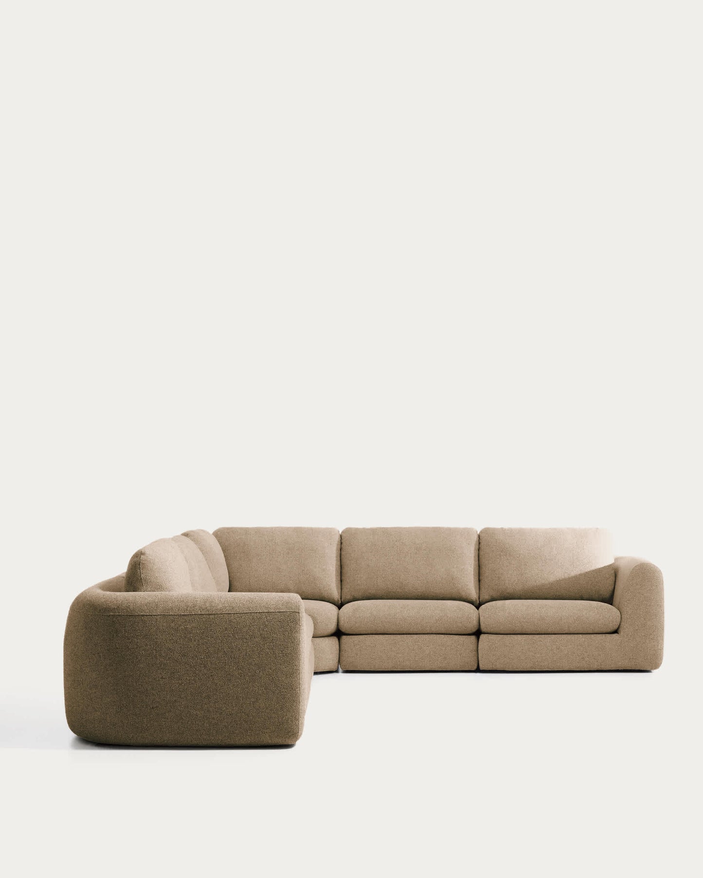 Divano ad angolo Vera 5 posti marrone chiaro 330 x 330 cm FSC Mix Credit