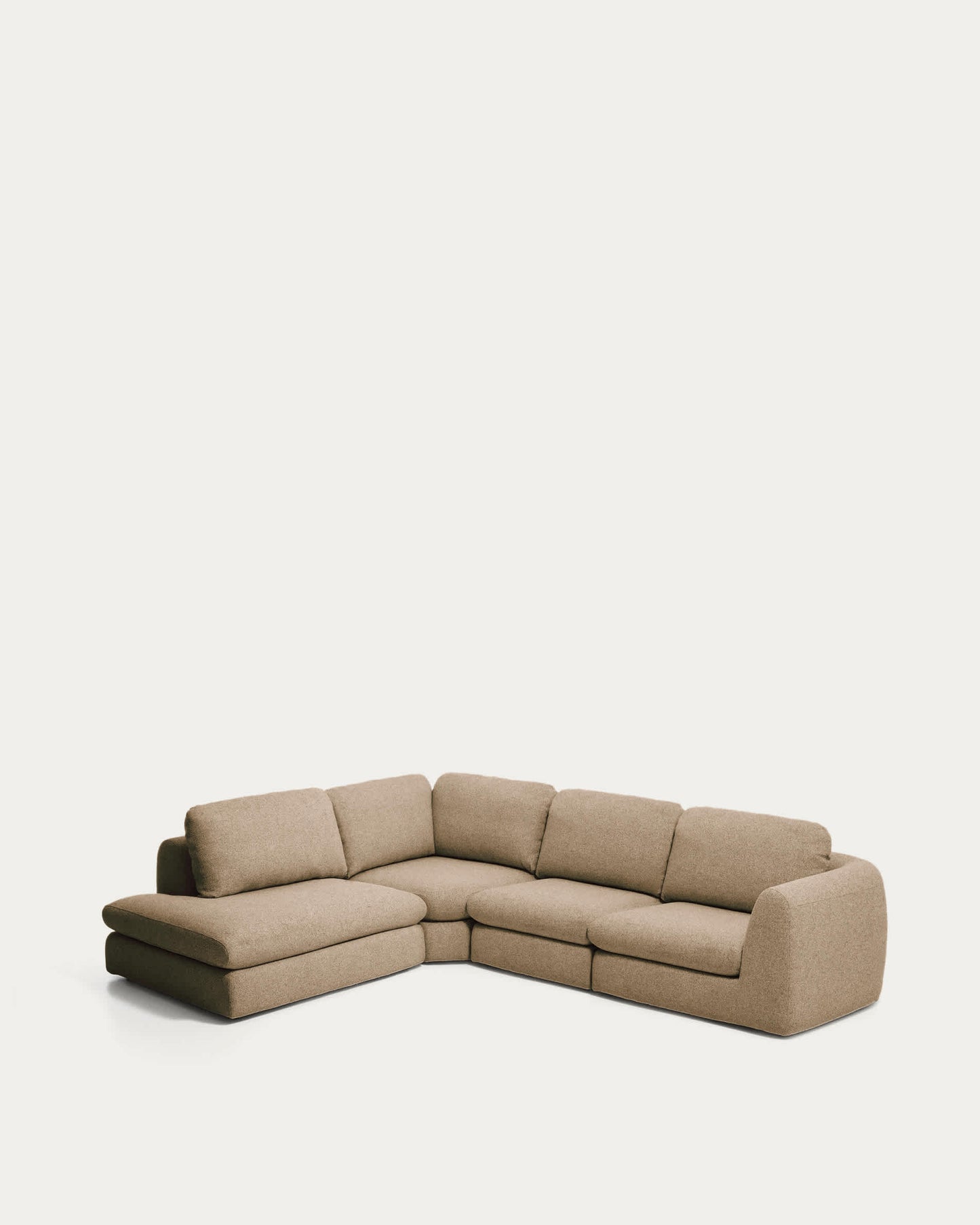 Divano ad angolo Vera 5 posti con elemento terminale sinistro marrone chiaro 245 X 330 cm FSC Mix Credit