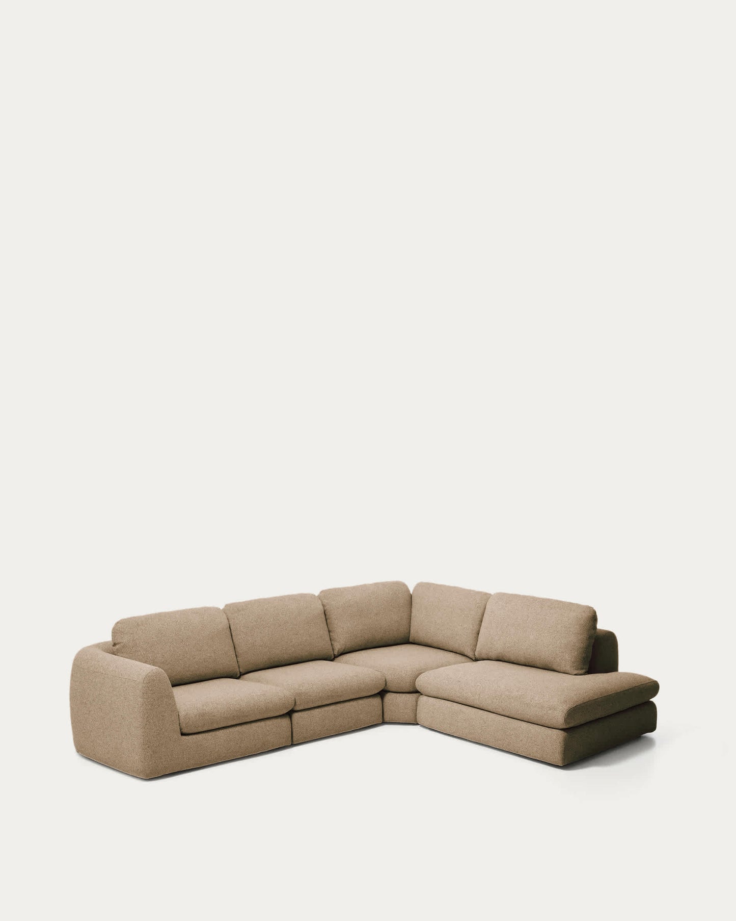 Divano ad angolo Vera 5 posti con elemento terminale destro marrone chiaro 330 x 245 cm FSC Mix Credit