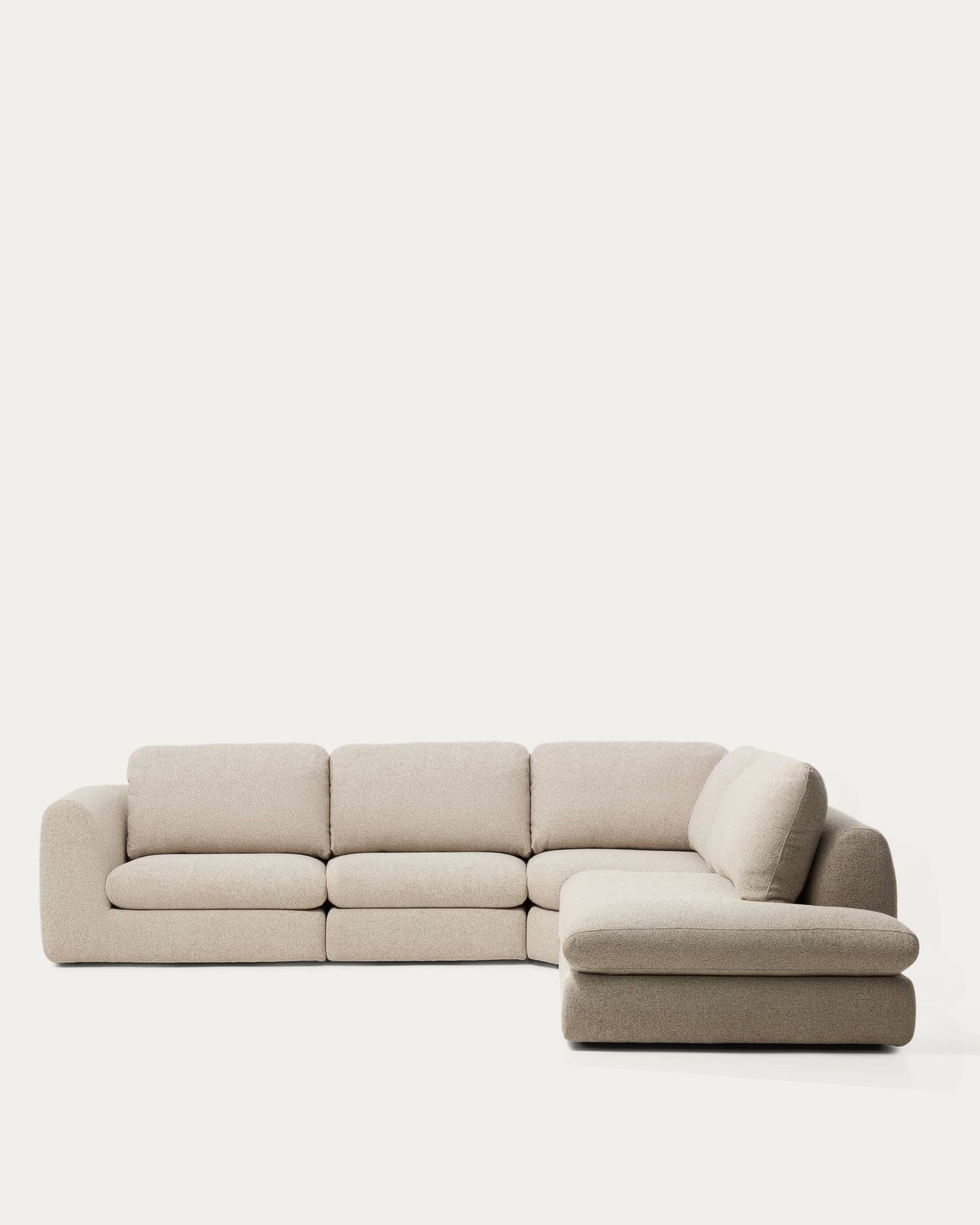 Divano ad angolo Vera 5 posti con elemento terminale destro beige 330 x 245 cm FSC Mix Credit