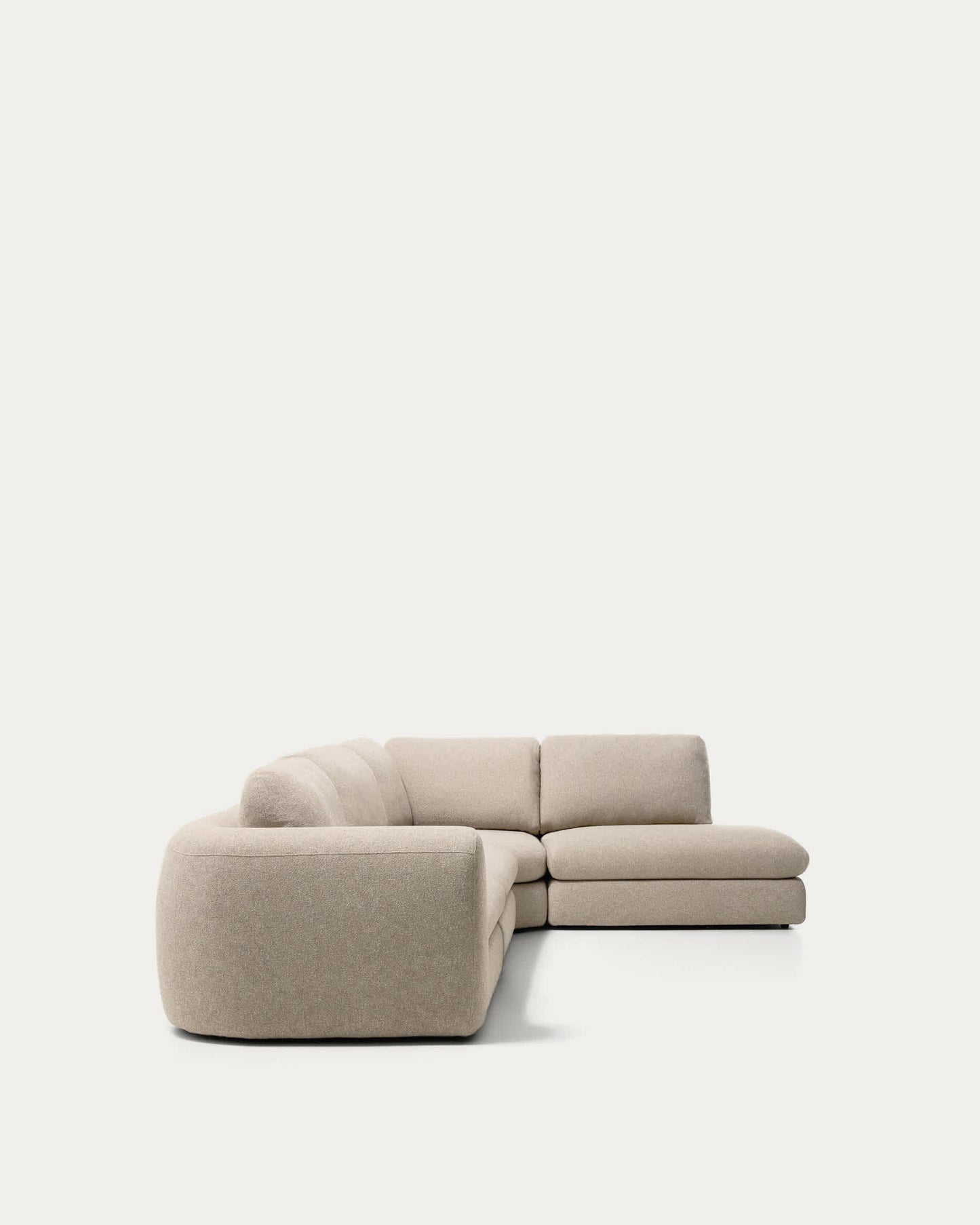Divano ad angolo Vera 5 posti con elemento terminale destro beige 330 x 245 cm FSC Mix Credit